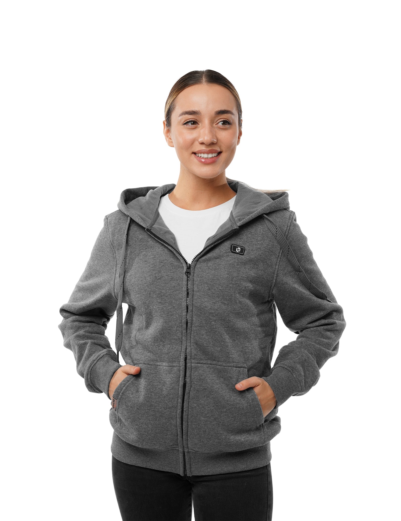 Sweat à capuche chauffant entièrement zippé pour femmes gris (amélioré)