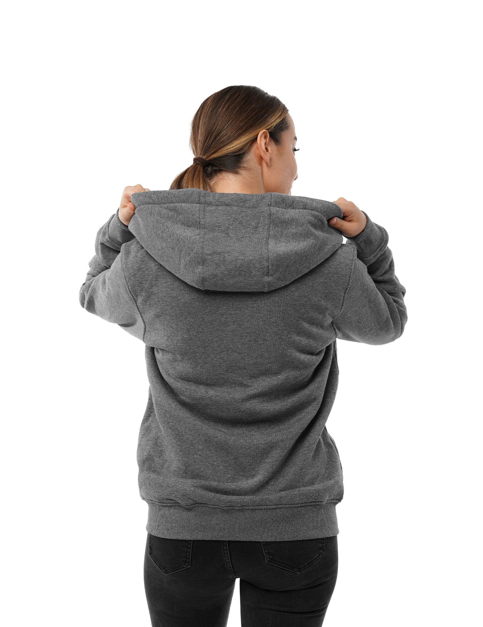 Sweat à capuche chauffant entièrement zippé pour femmes gris (amélioré)