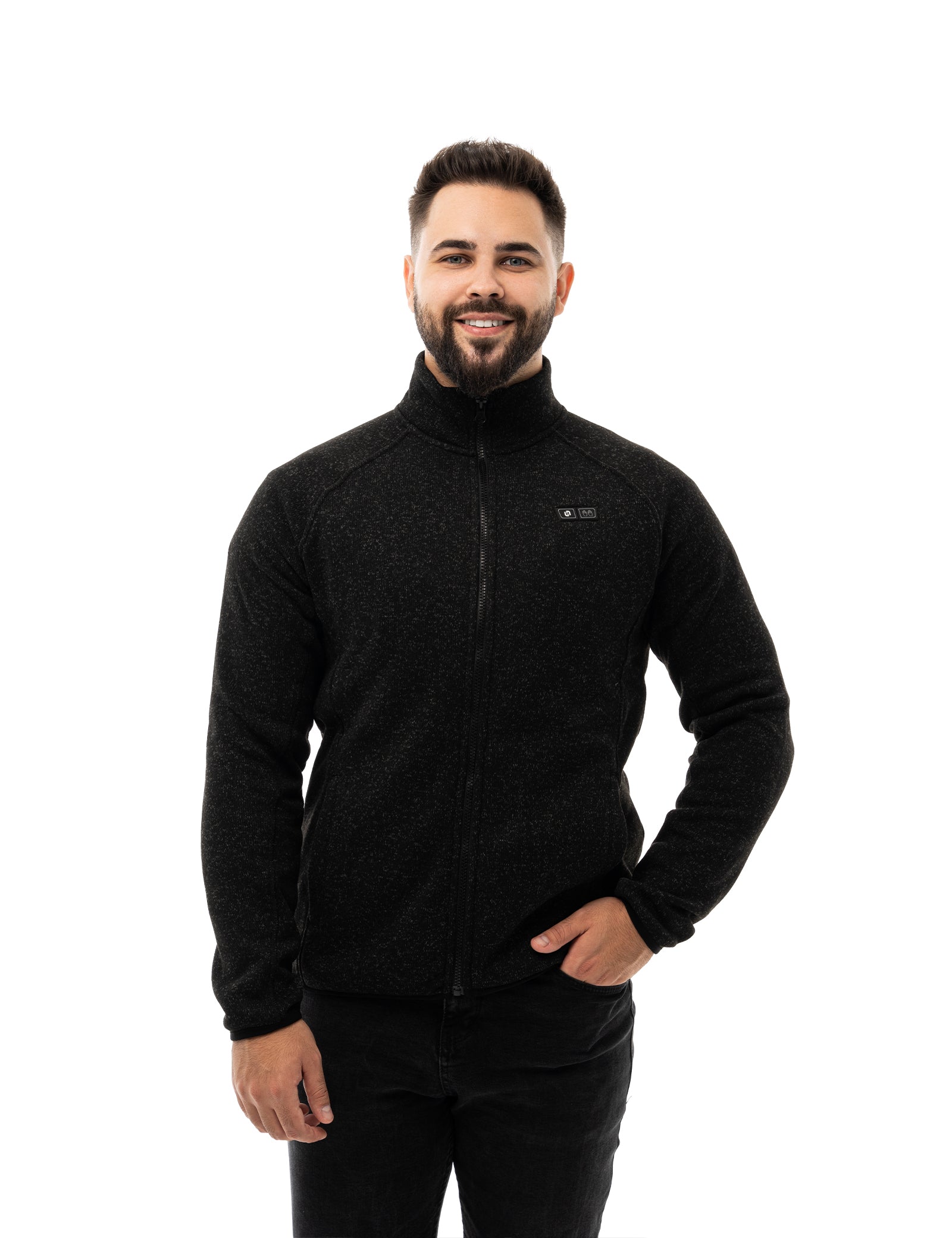 Men's Heated Fleece Jacket - Black (Dual-Control)