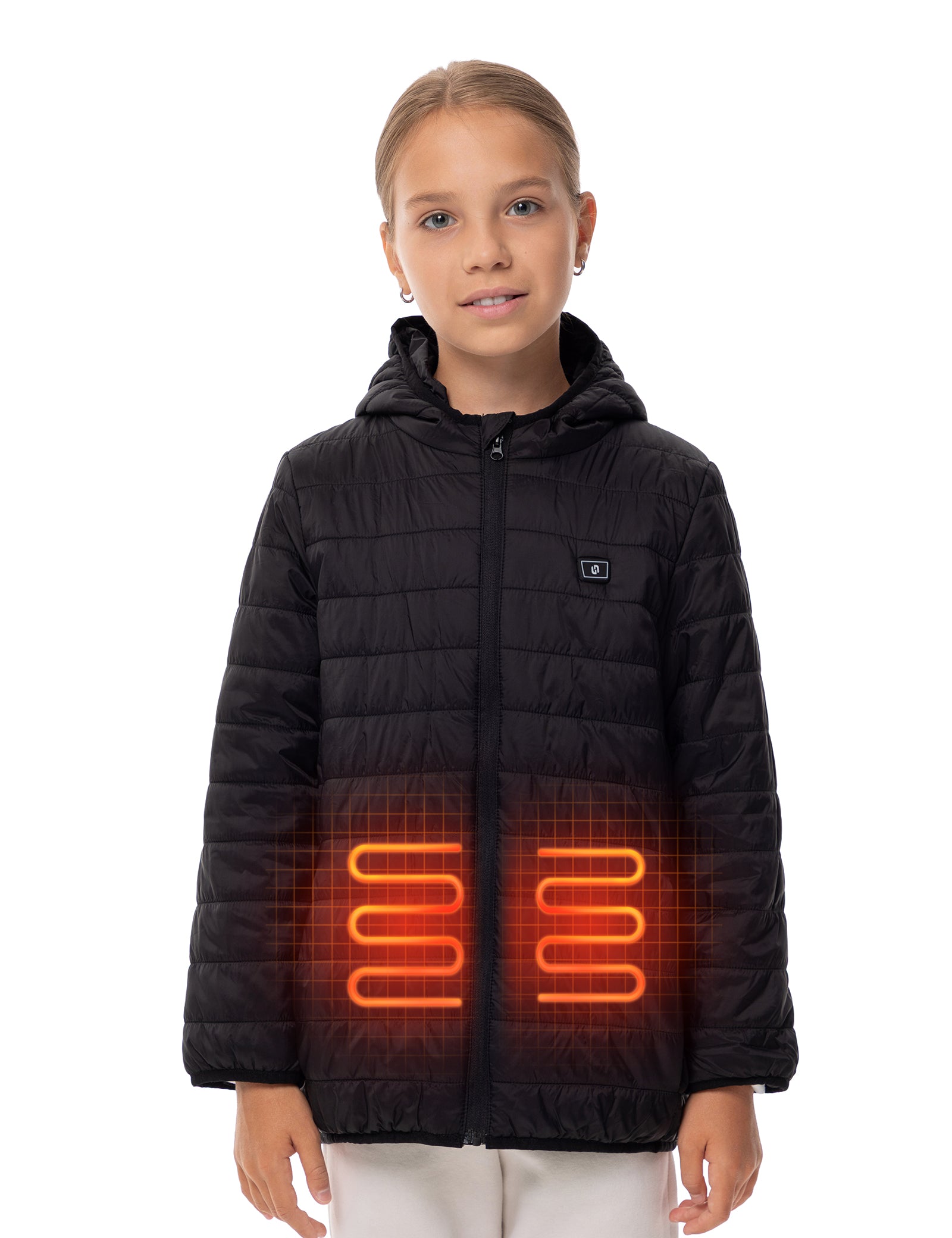 ATOGUTA Heated Coat For Boys Outwear USB Heated Rechargeable Heating Down Hooded Coat Size 4t 15 Black - View #7