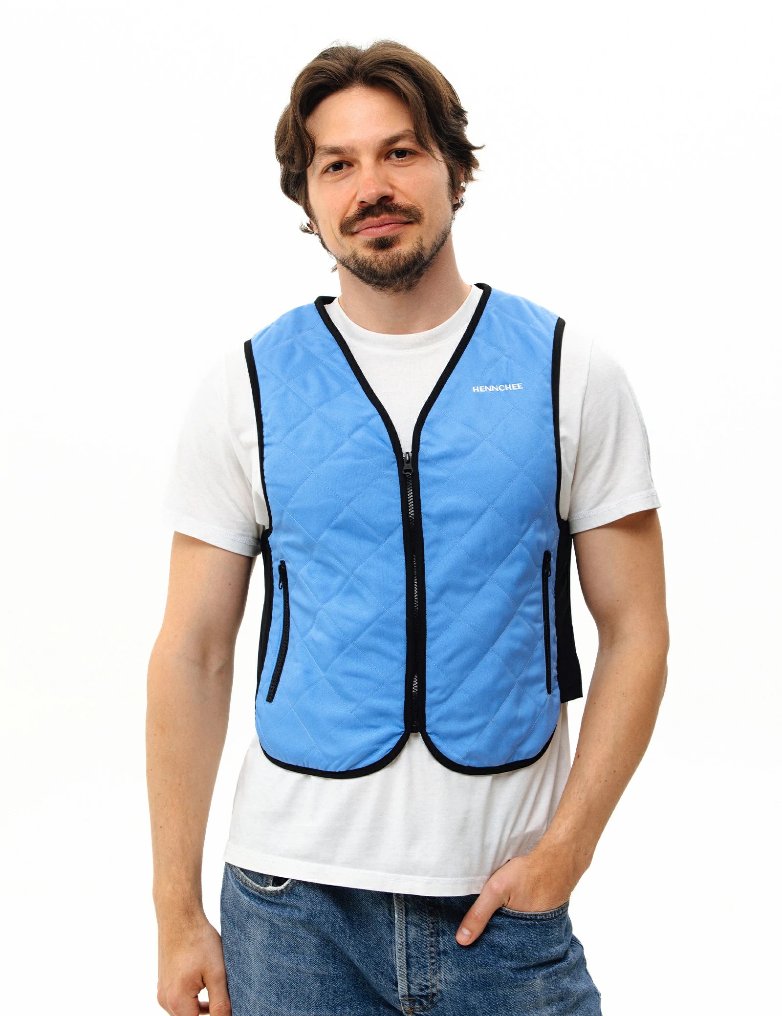 Cooling Vest with 12 Ice Packs - Blue