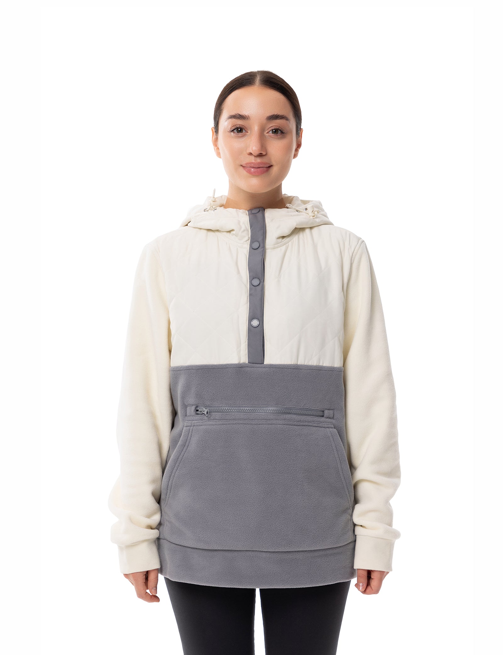 Women's Heated Half Snap Pullover - WhiteG