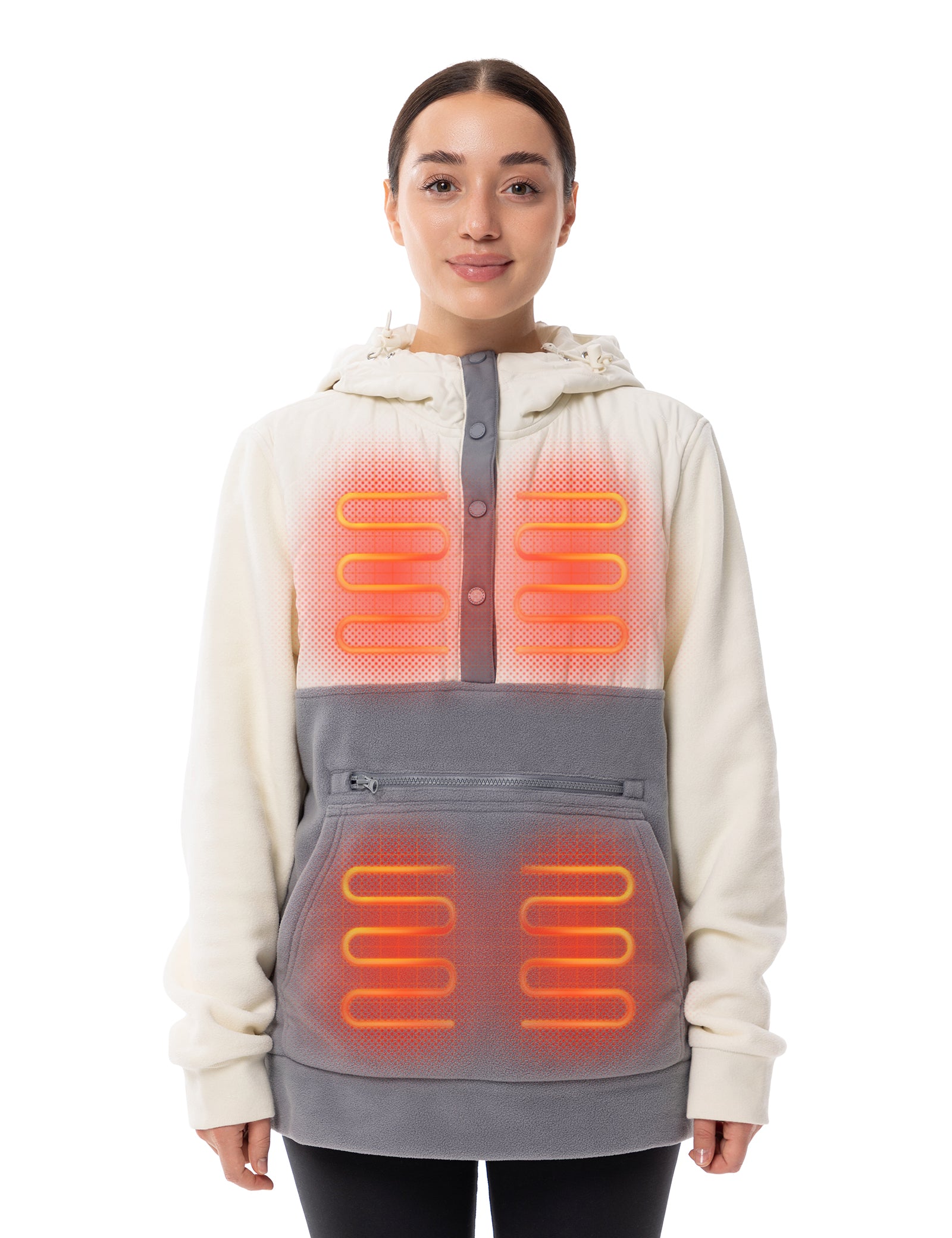 Women's Heated Half Snap Pullover - WhiteG