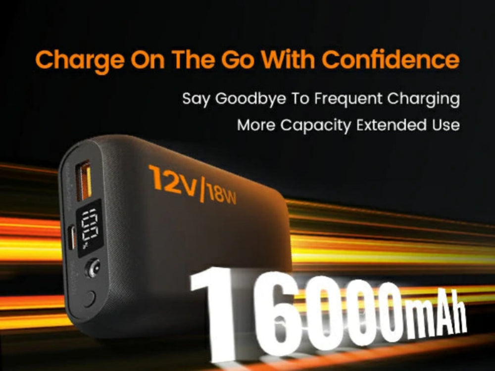 High-capacity 16000mAh 12V power bank