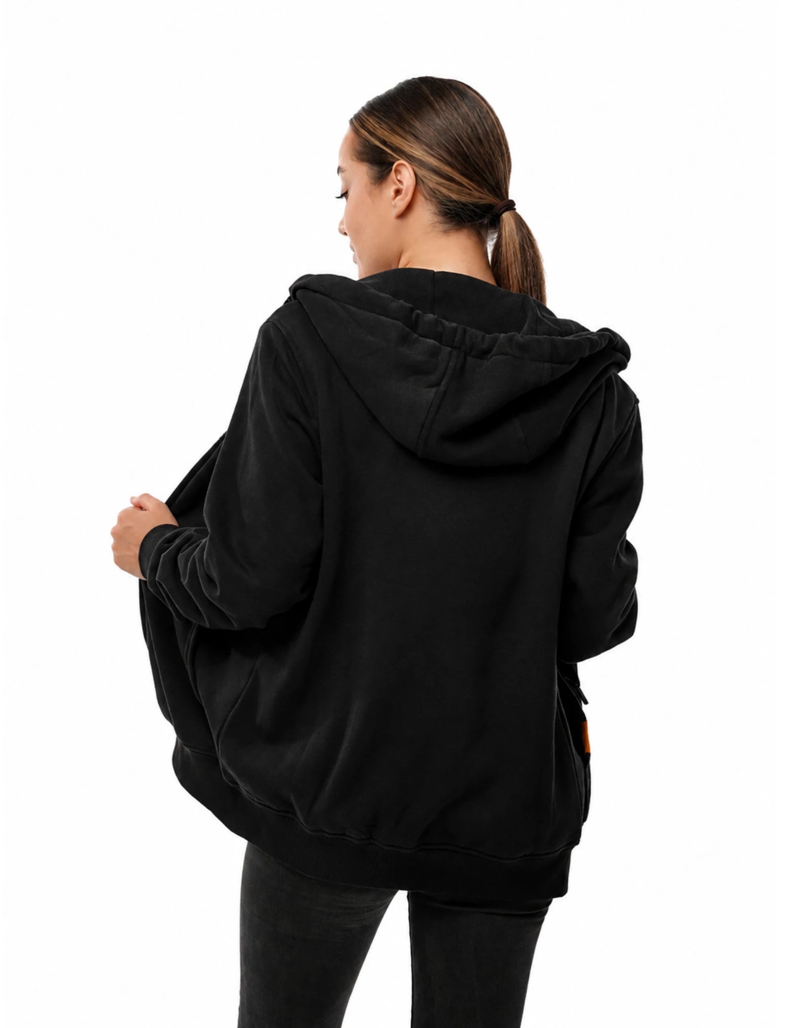 Sweat à capuche chauffant entièrement zippé pour femmes noir (amélioré)