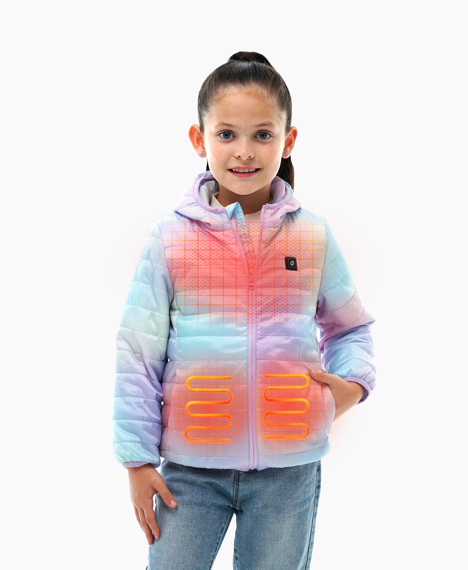 Girls Lightweight Heated Jacket - Pink Ombre