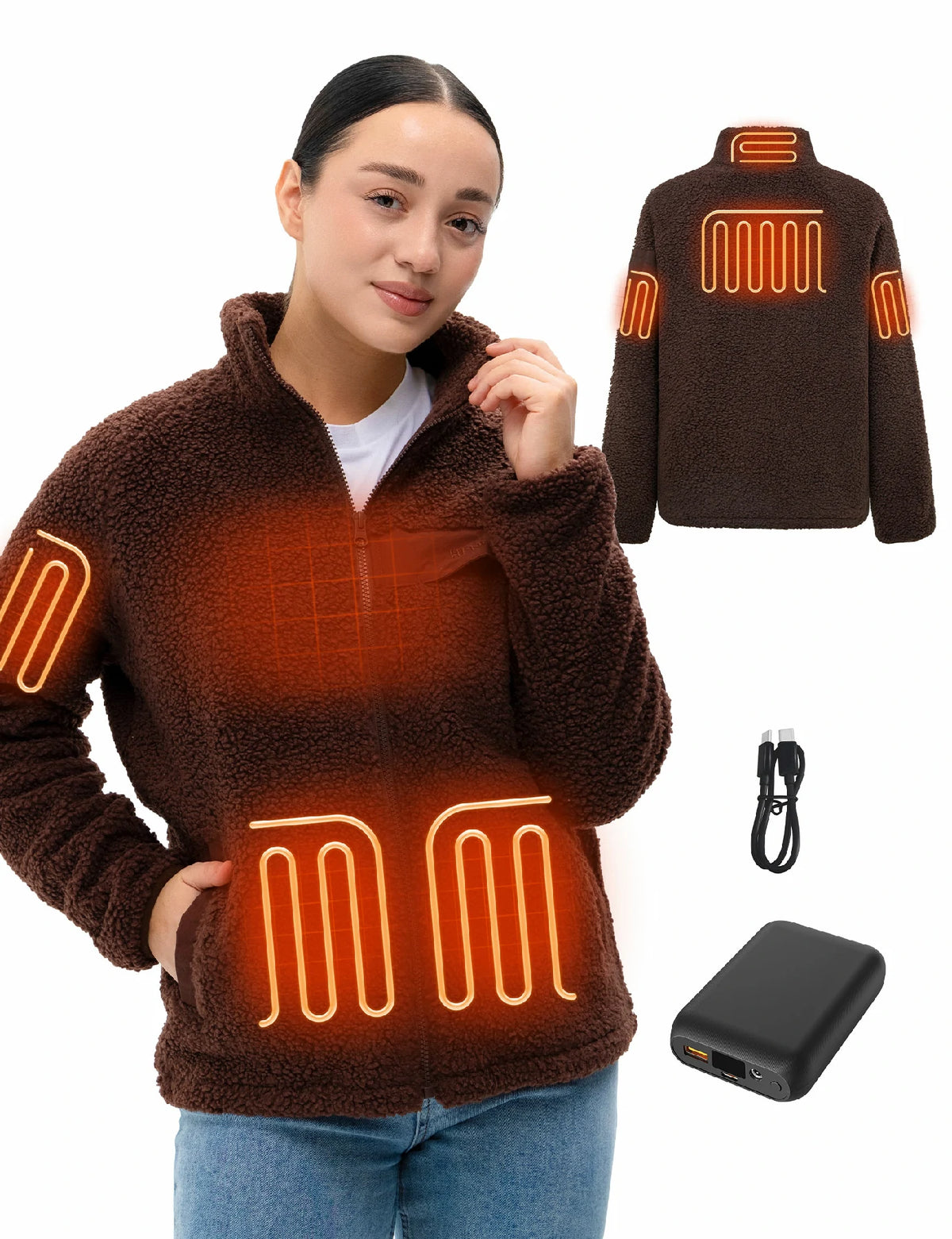 Veste polaire chauffante pour femmes grise (améliorée)