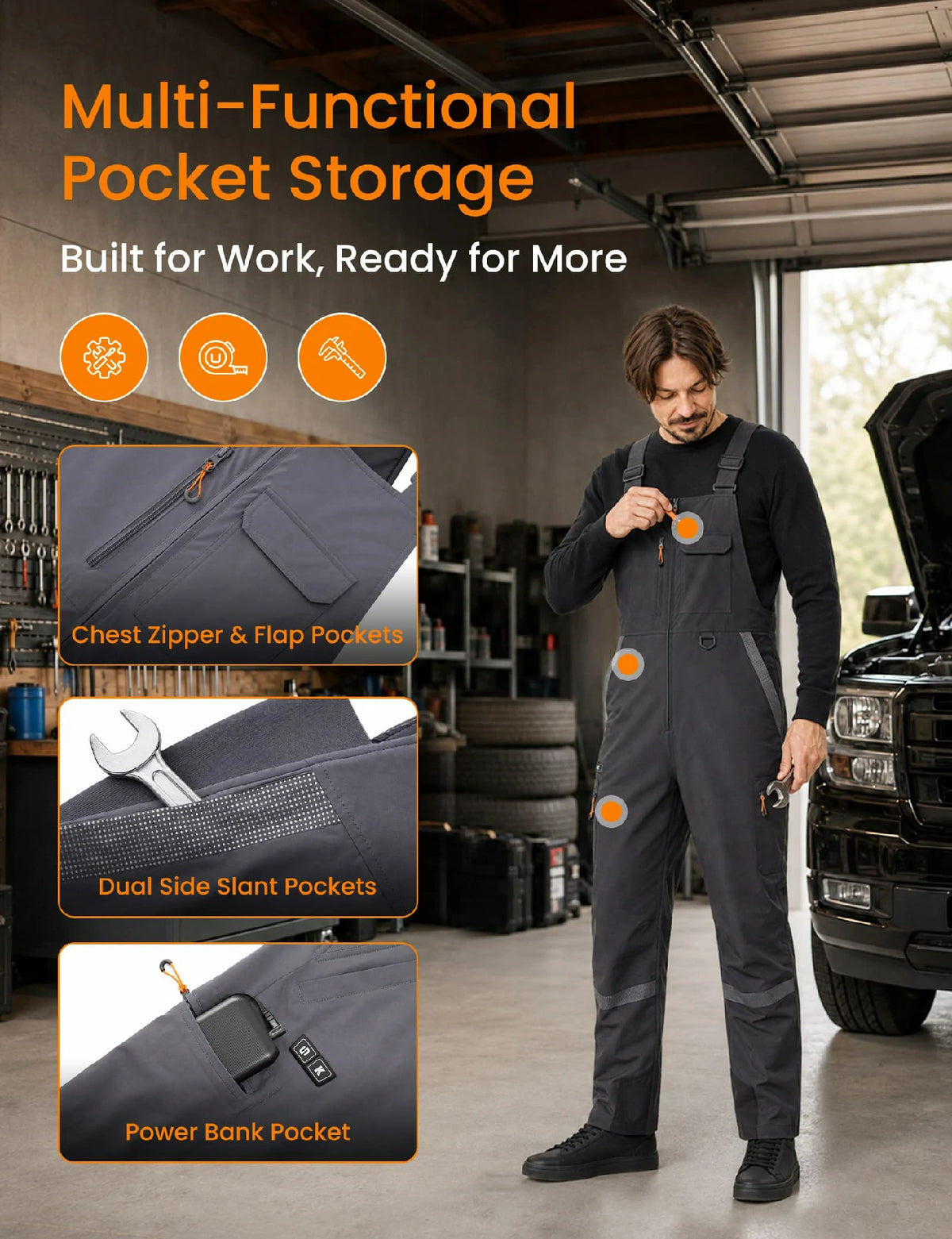 Men's Reflection Heated Bib Overalls with 12V 16000mah Battery
