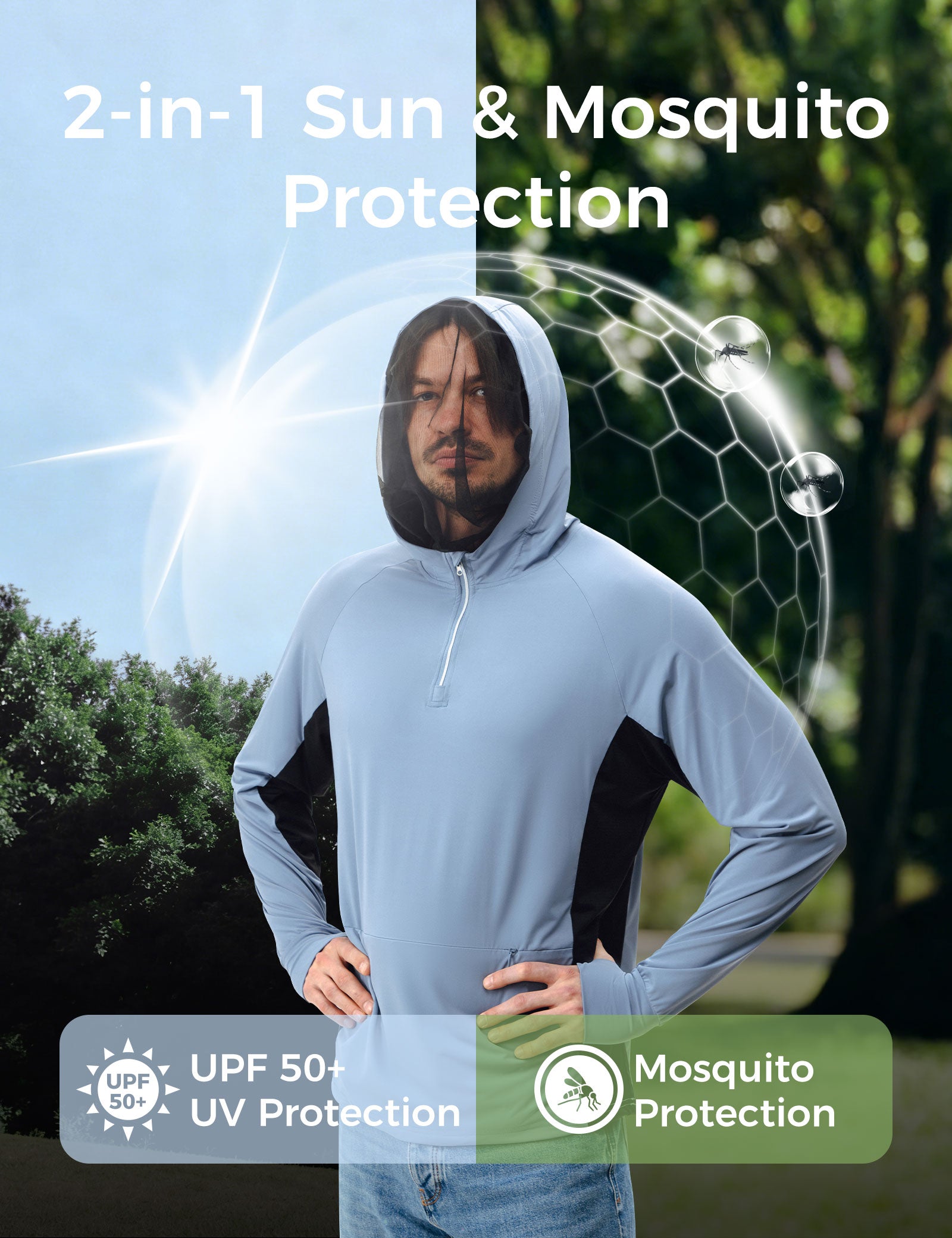 Men's UPF 50+ Sun Protection Bug Jacket - Blue