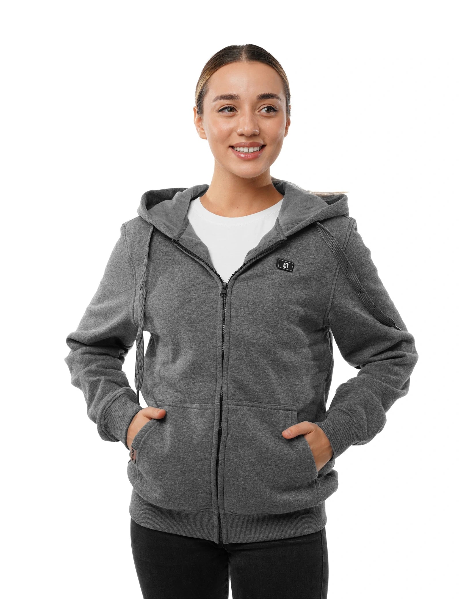 Sweat à capuche chauffant entièrement zippé pour femmes noir (amélioré)