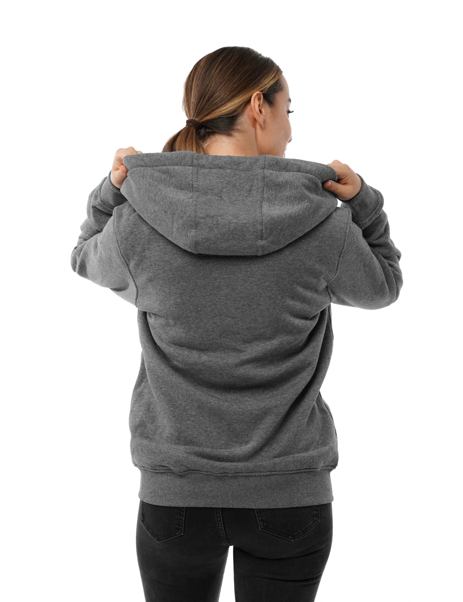 Sweat à capuche chauffant entièrement zippé pour femmes noir (amélioré)