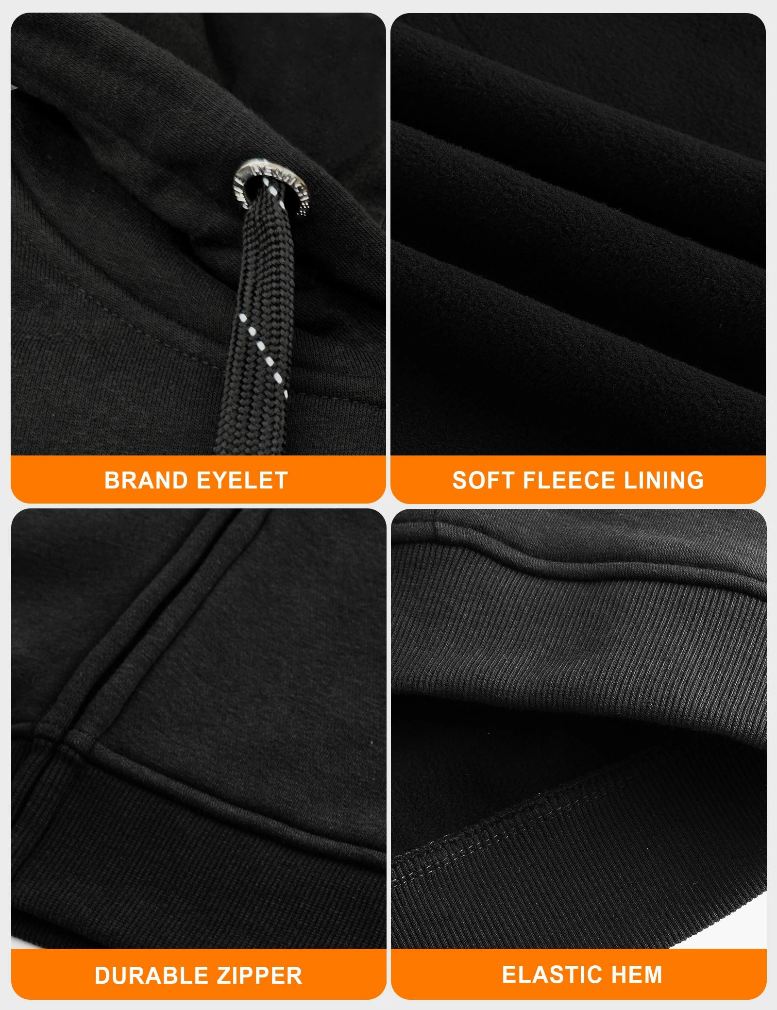 Sweat à capuche chauffant entièrement zippé pour femmes noir (amélioré)