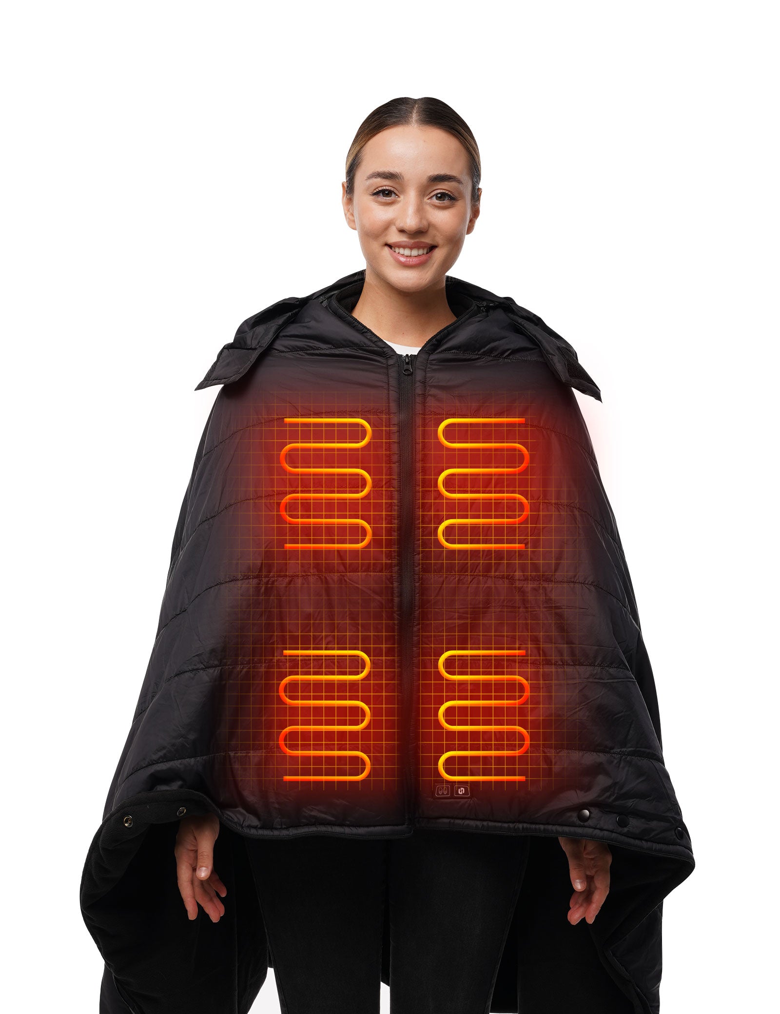 Unisex Heated Poncho - Black