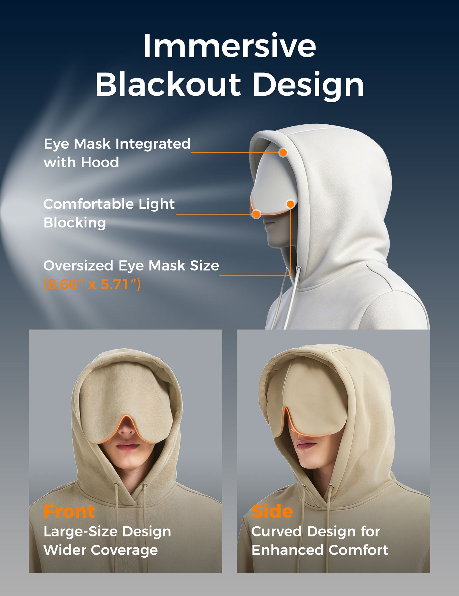 Relexit® All-in-One Travel Hoodie with Built-in Blackout Eye Mask – Unisex