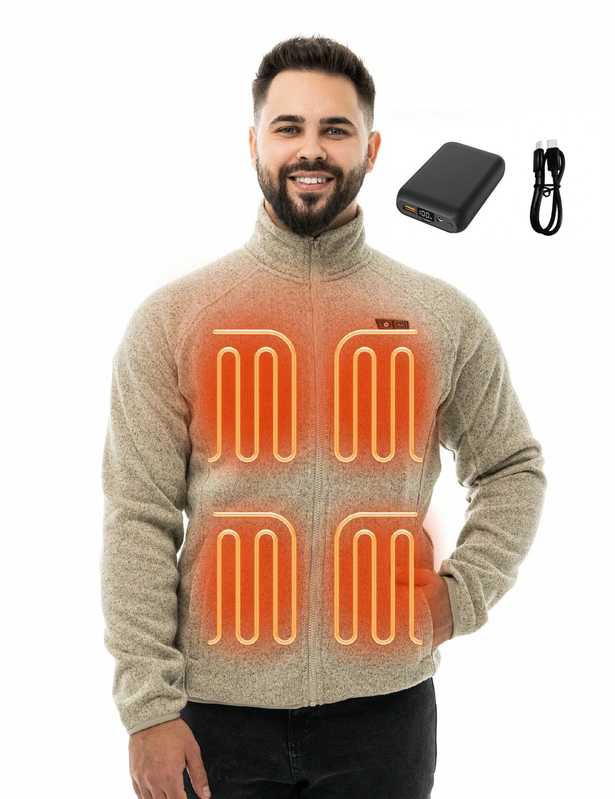 Men's Dual Control Heated Fleece Jacket with 12V 16000mah Battery