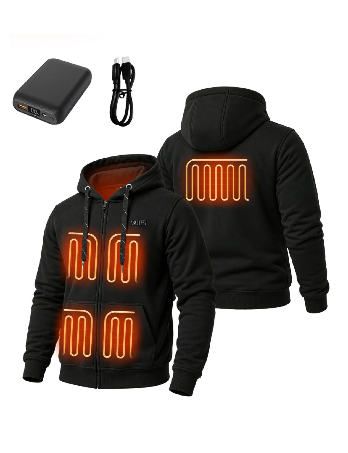 Sweat à capuche chauffant unisexe - Noir