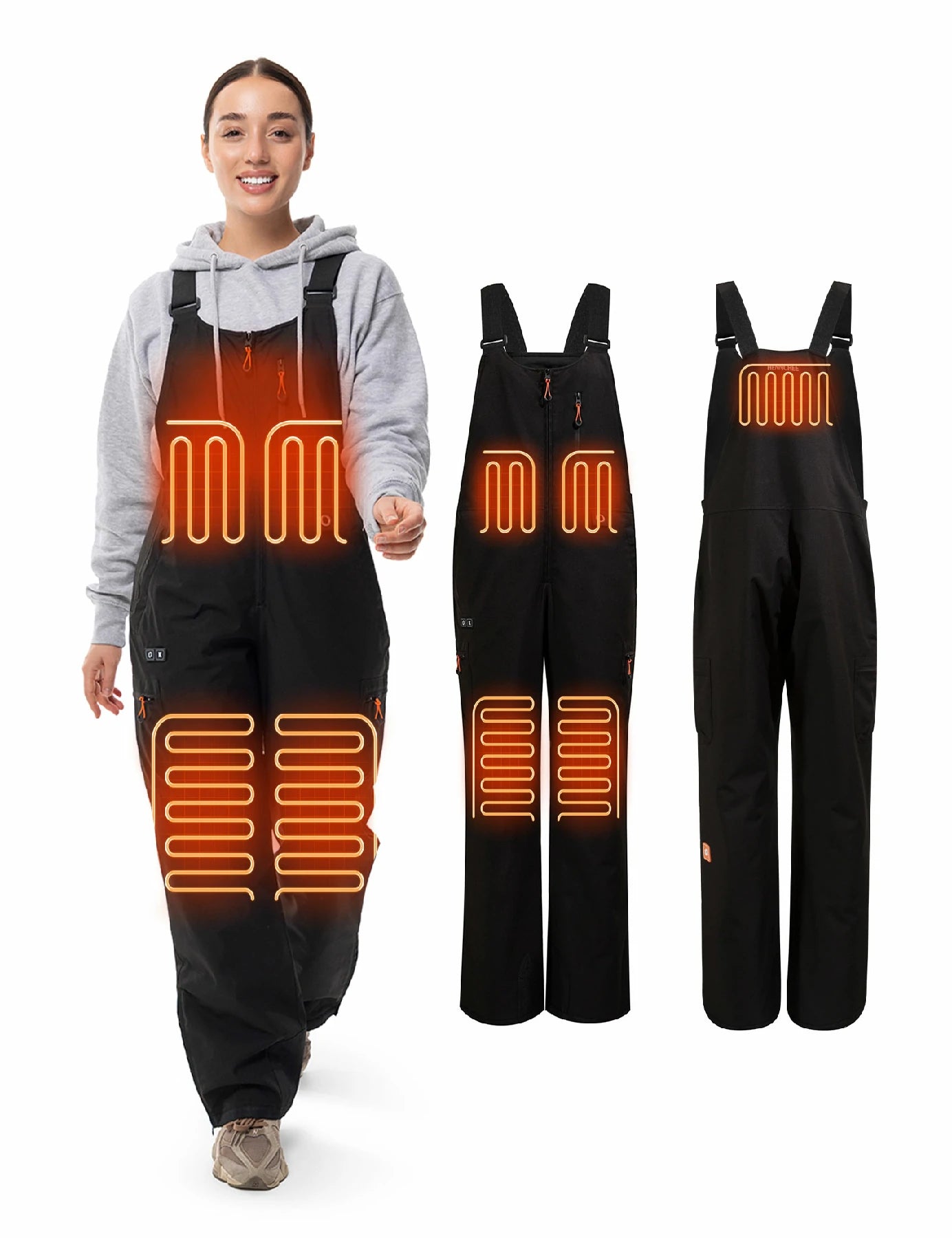 Women's Heated Bib Overalls with 12V Battery