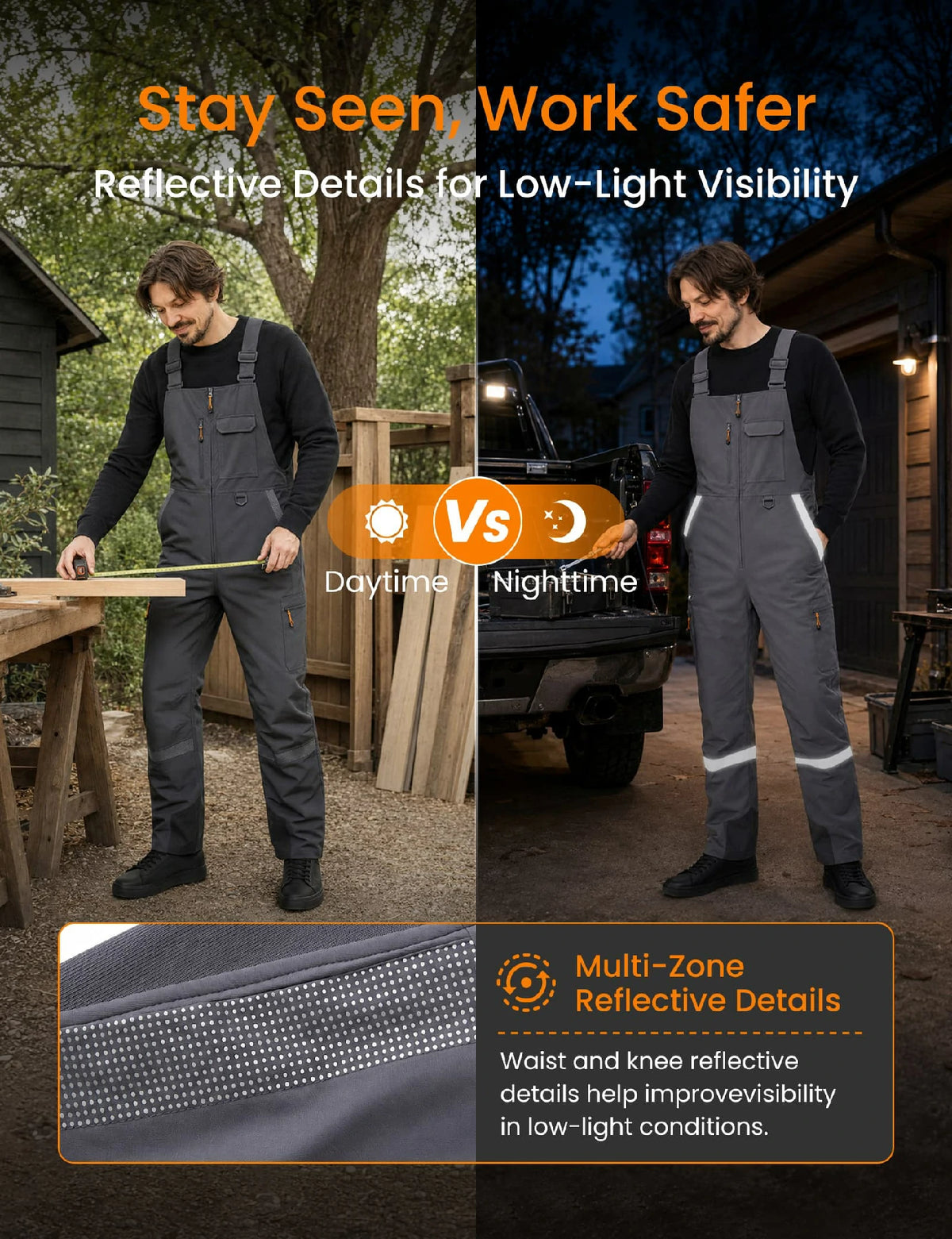 Men's Reflection Heated Bib Overalls with 12V 16000mah Battery