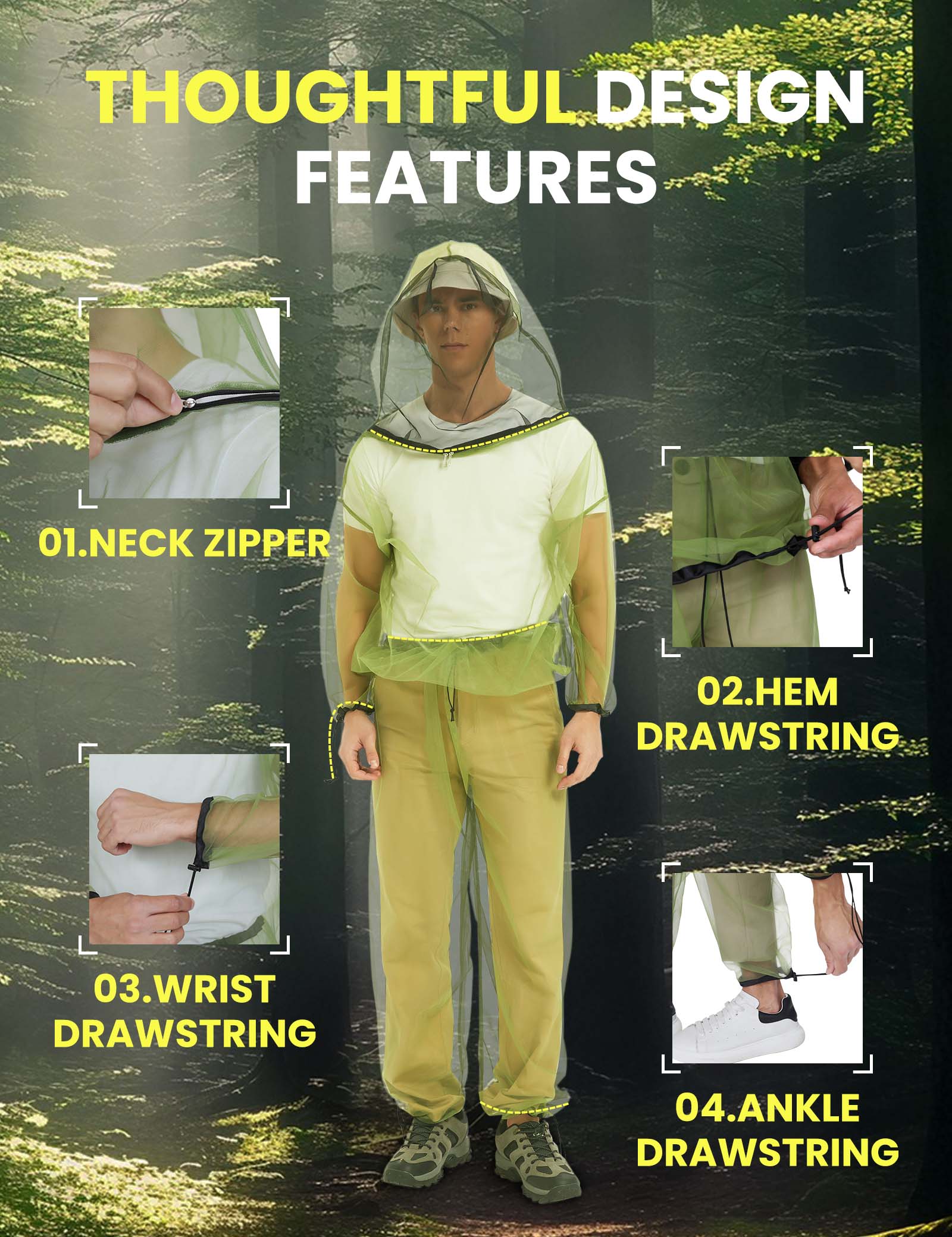 Costume anti-moustique unisexe