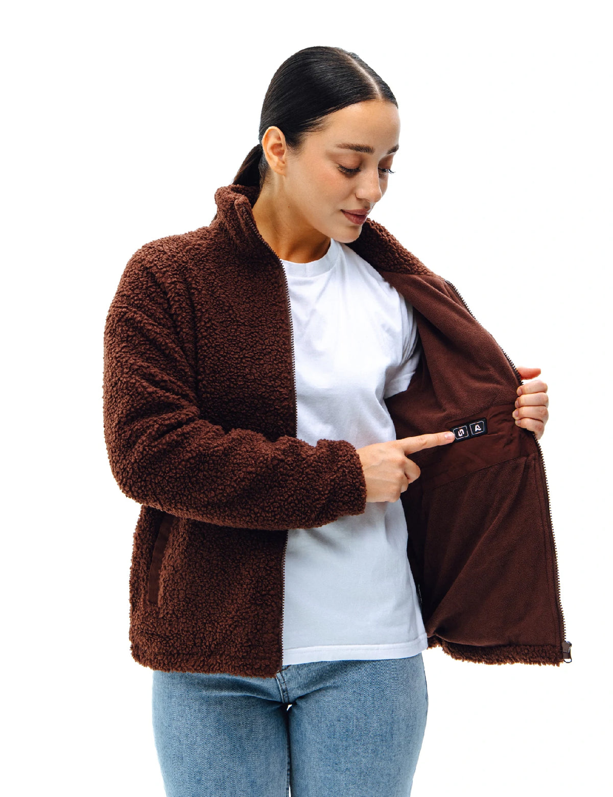 Womens Heated Sherpa Fleece Jacket 12V 16000mah Battery