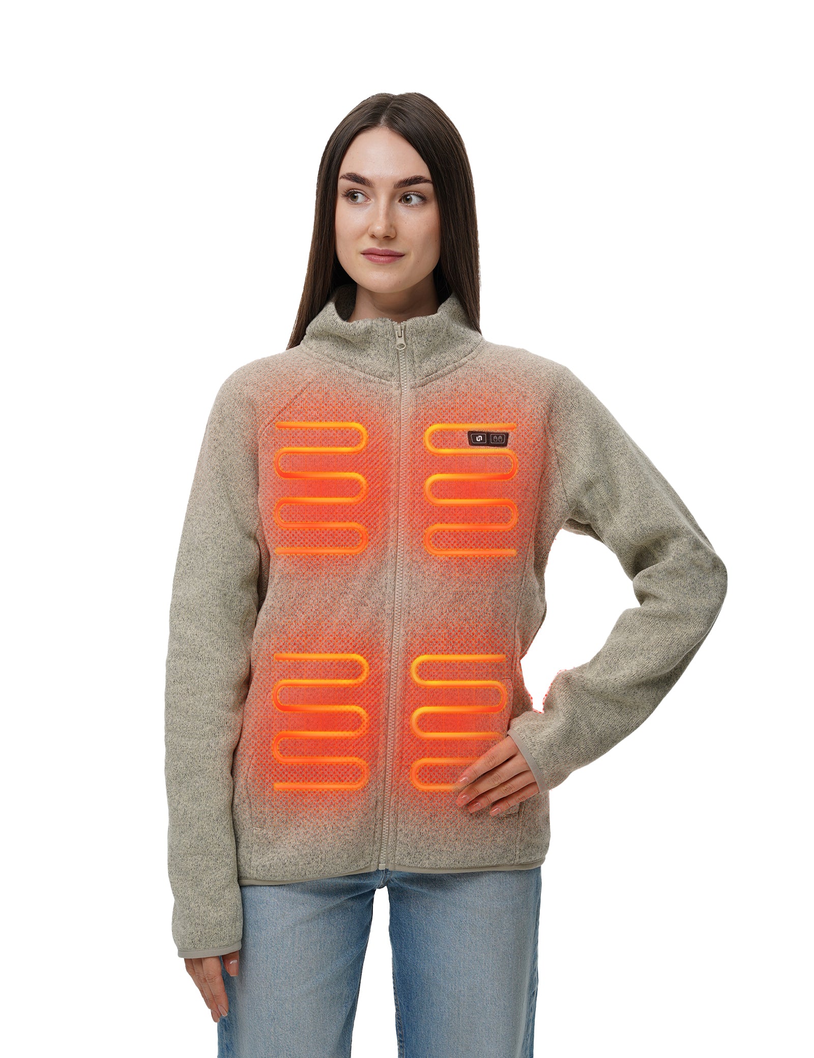 Veste polaire chauffante pour femmes grise (améliorée)