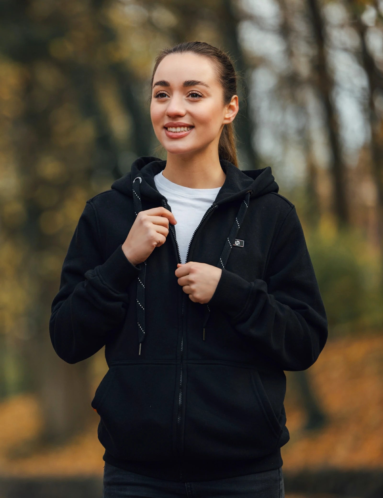 Sweat à capuche chauffant entièrement zippé pour femmes noir (amélioré)