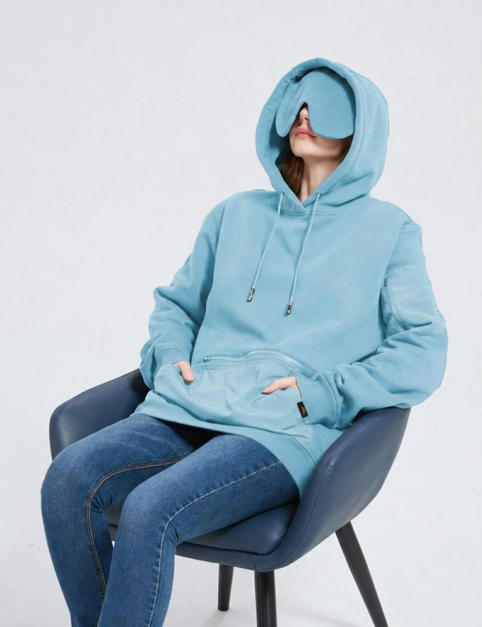 Relexit® All-in-One Travel Hoodie with Built-in Blackout Eye Mask – Unisex