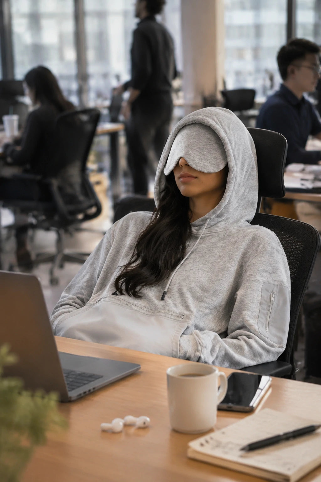 Relexit® All-in-One Travel Hoodie with Built-in Blackout Eye Mask – Unisex