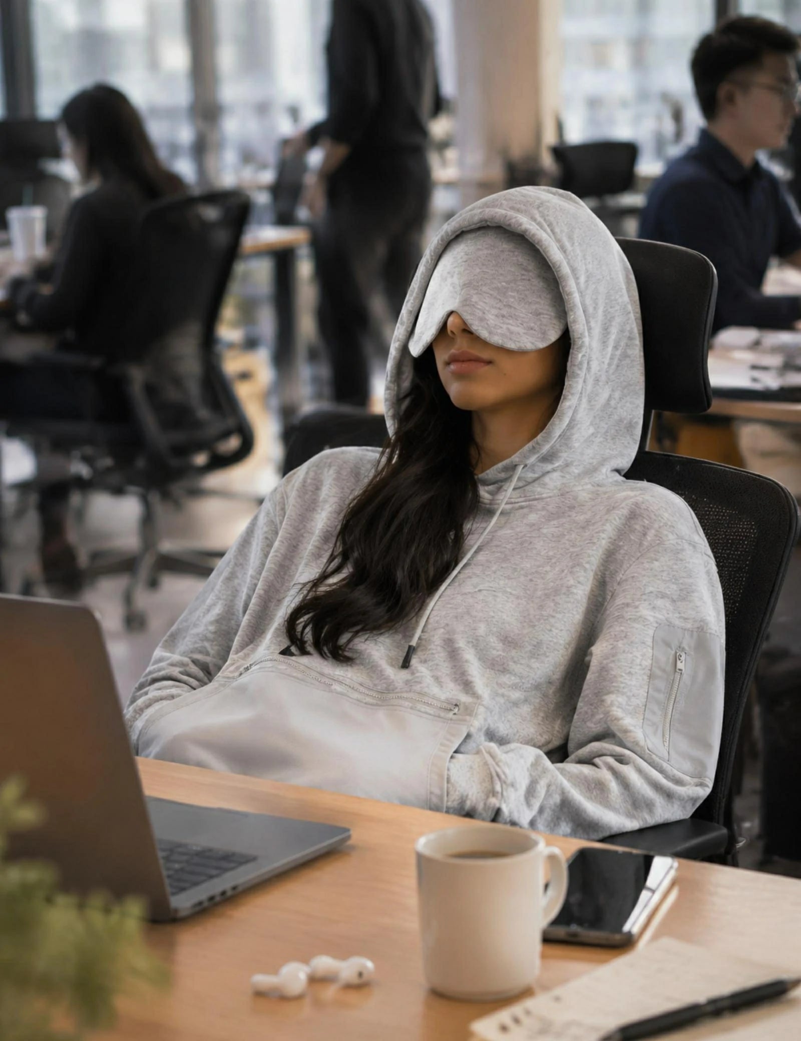Relexit® All-in-One Travel Hoodie with Built-in Blackout Eye Mask – Unisex