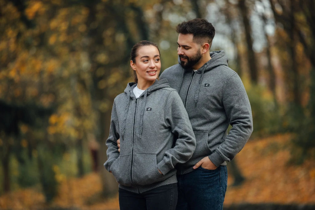Hennchee grey heated hoodie for men and women