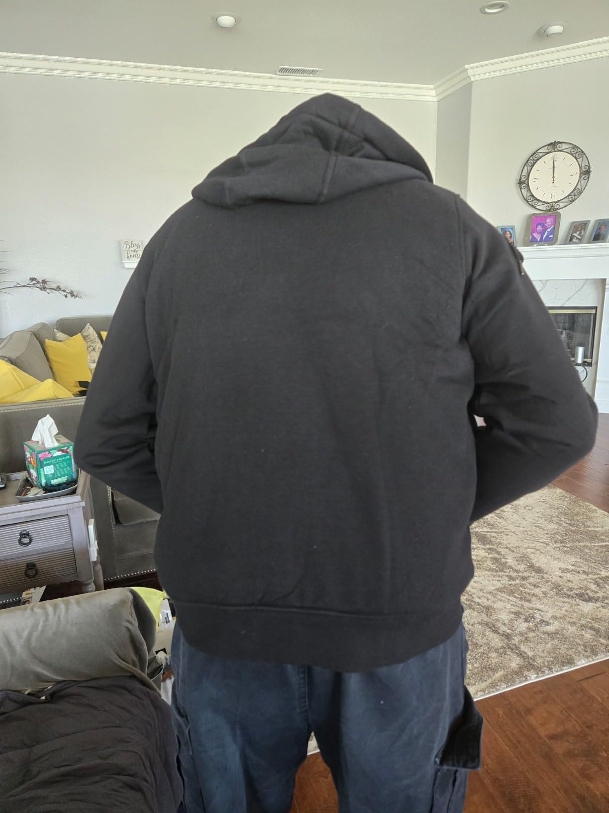 Hennchee grey men's heated hoodie - comfortable fit for indoor wear