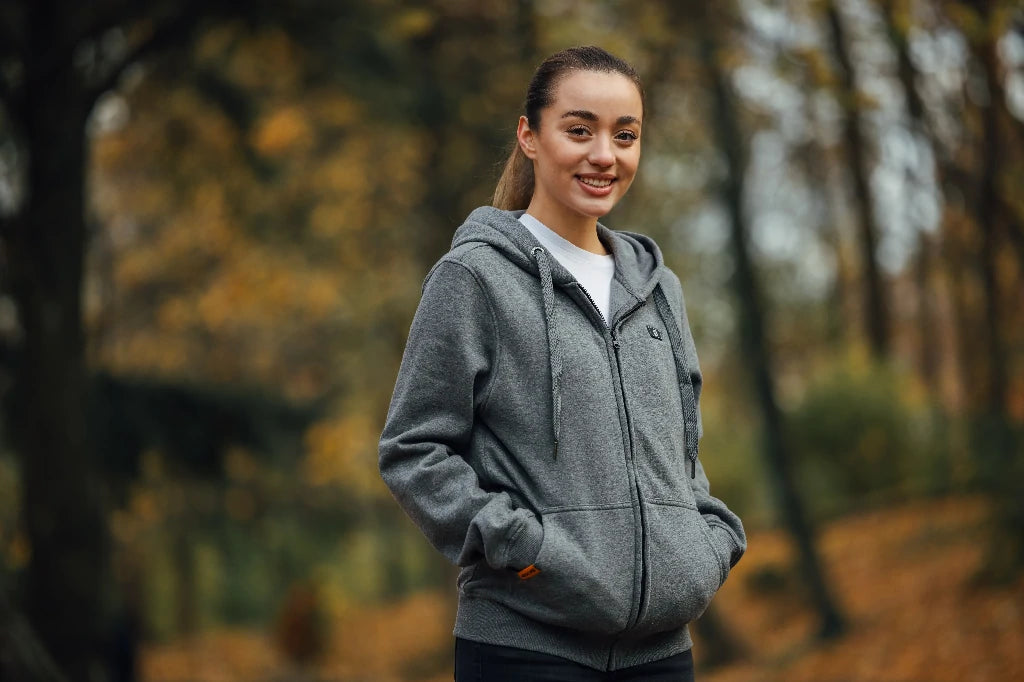 Hennchee grey women's heated hoodie