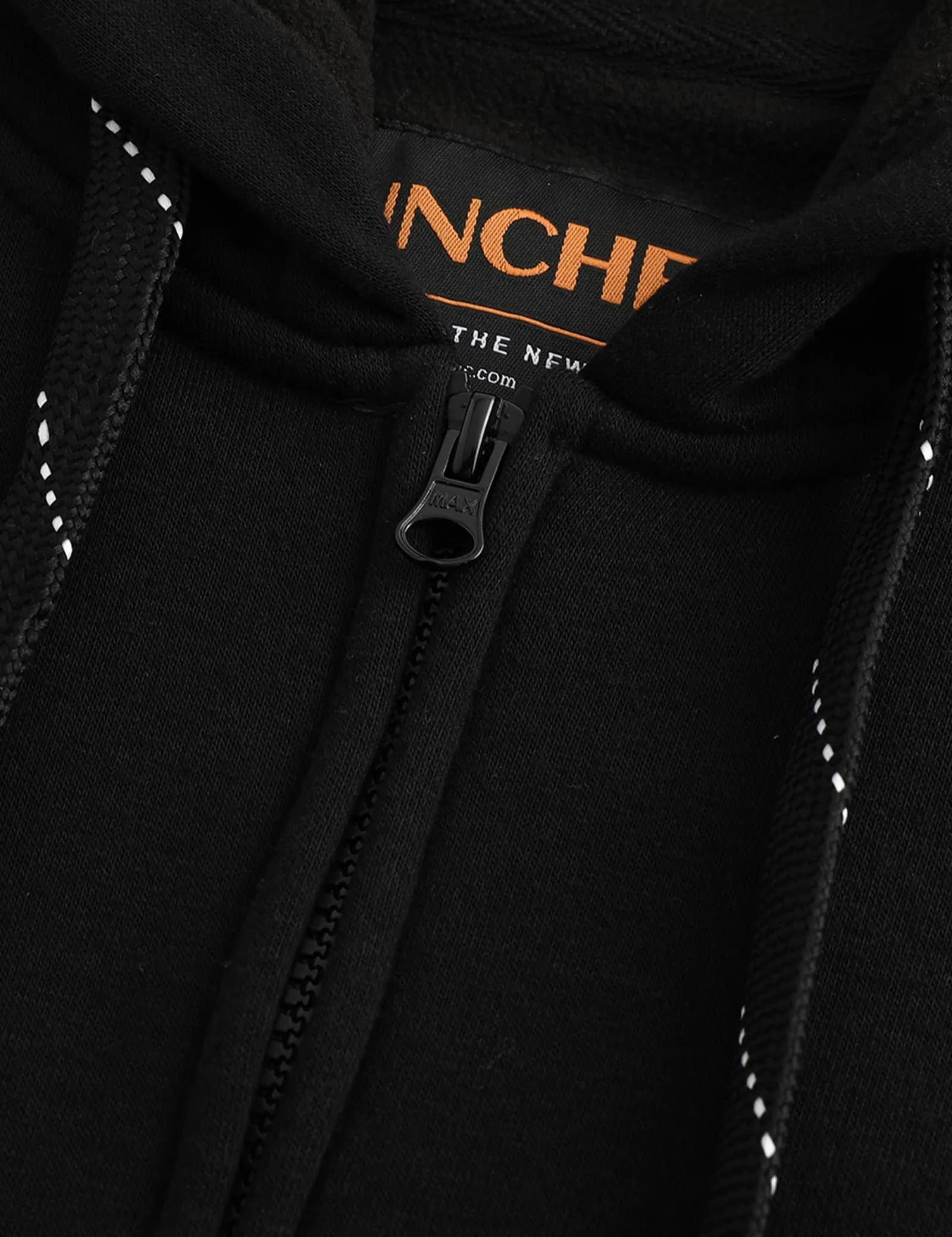 Hennchee Men's Dual-Control Heated Full-Zip Hoodie black premium zipper close-up view