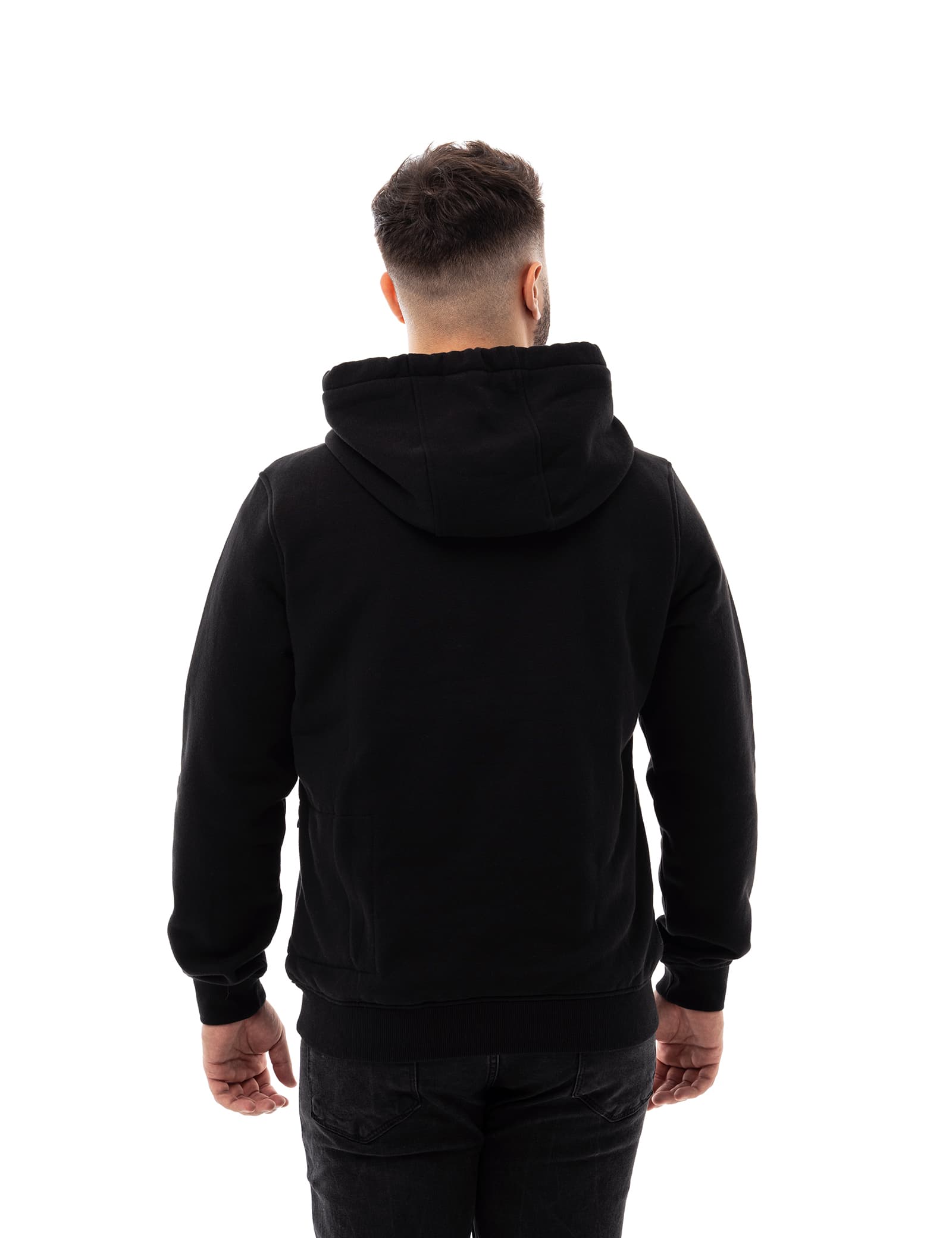 Hennchee Men's Dual-Control Heated Pullover Hoodie black back view