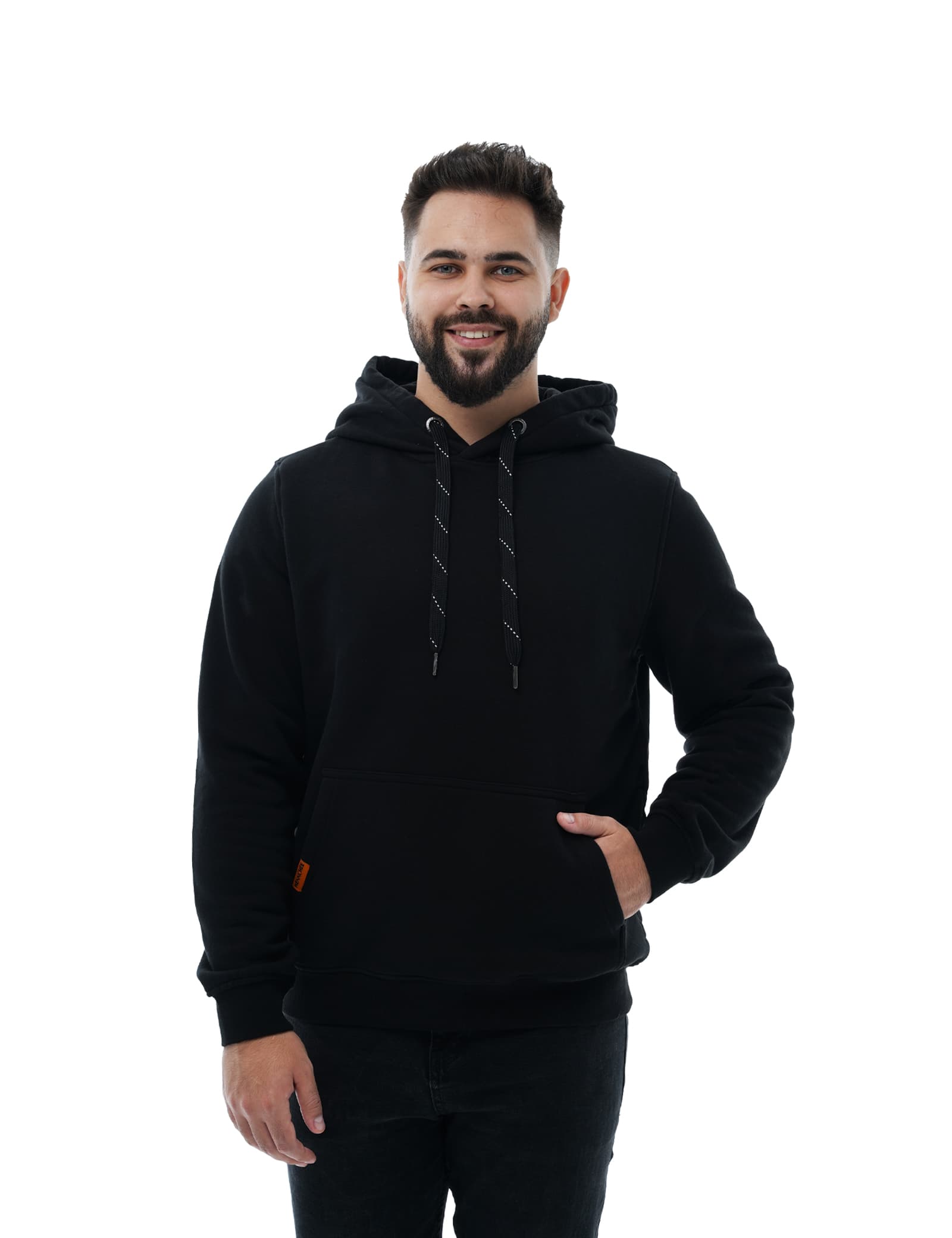 Hennchee Men's Dual-Control Heated Pullover Hoodie black front view