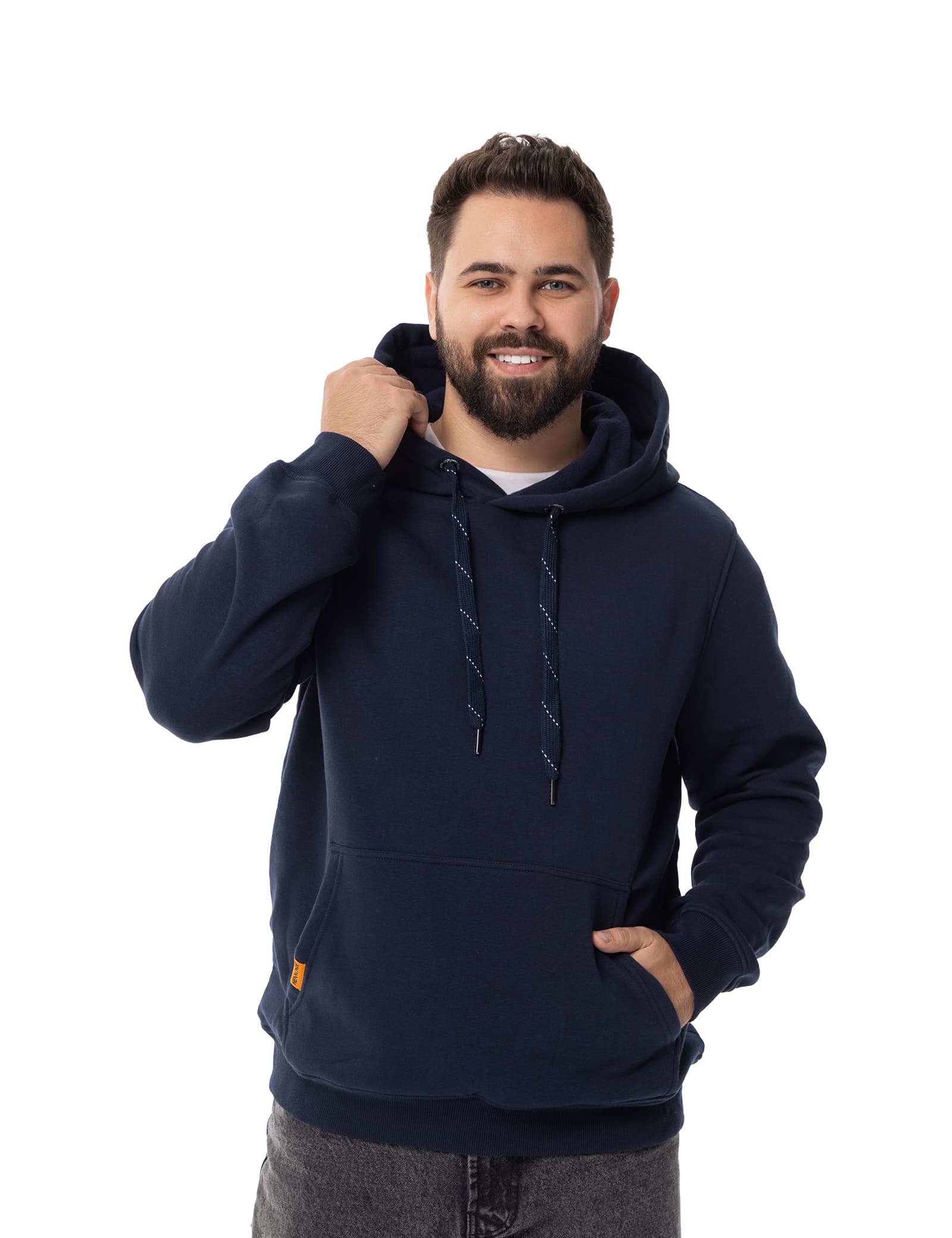 Hennchee Men's Dual-Control Heated Pullover Hoodie Navy front view