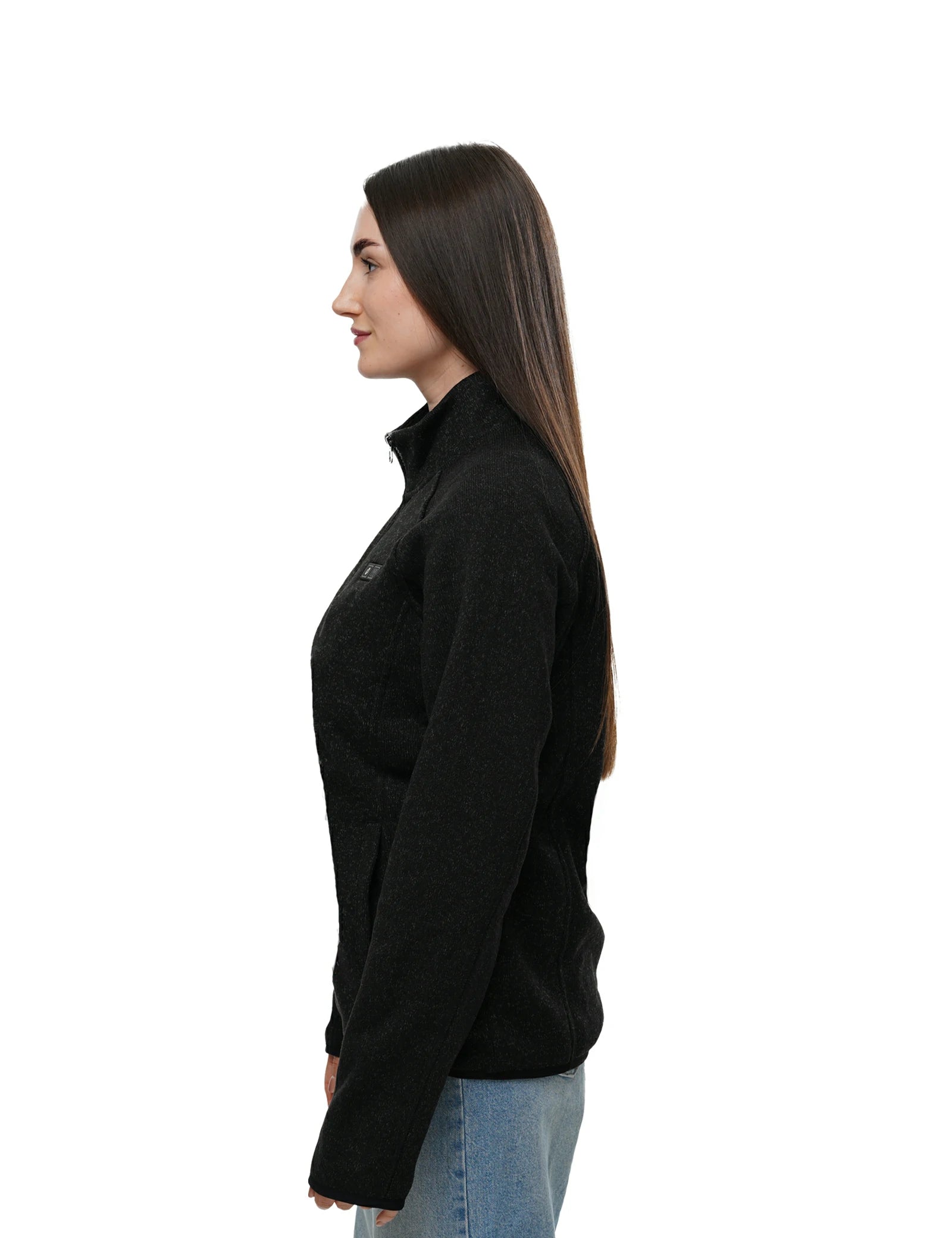 Hennchee Women's 12V Dual Control Heated Fleece Jacket black side view