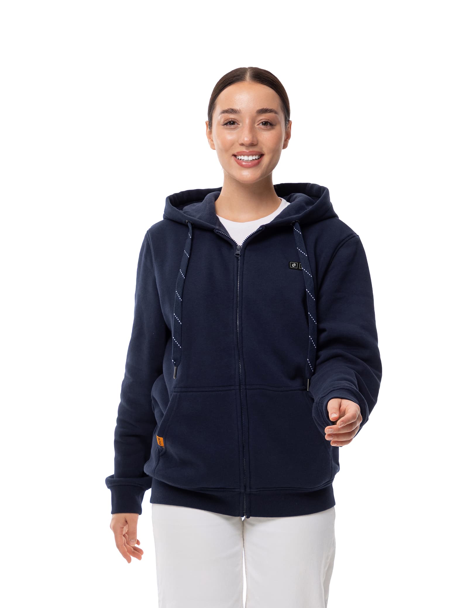 Hennchee Women's Dual-Control Heated Full-Zip Hoodie Navy front view
