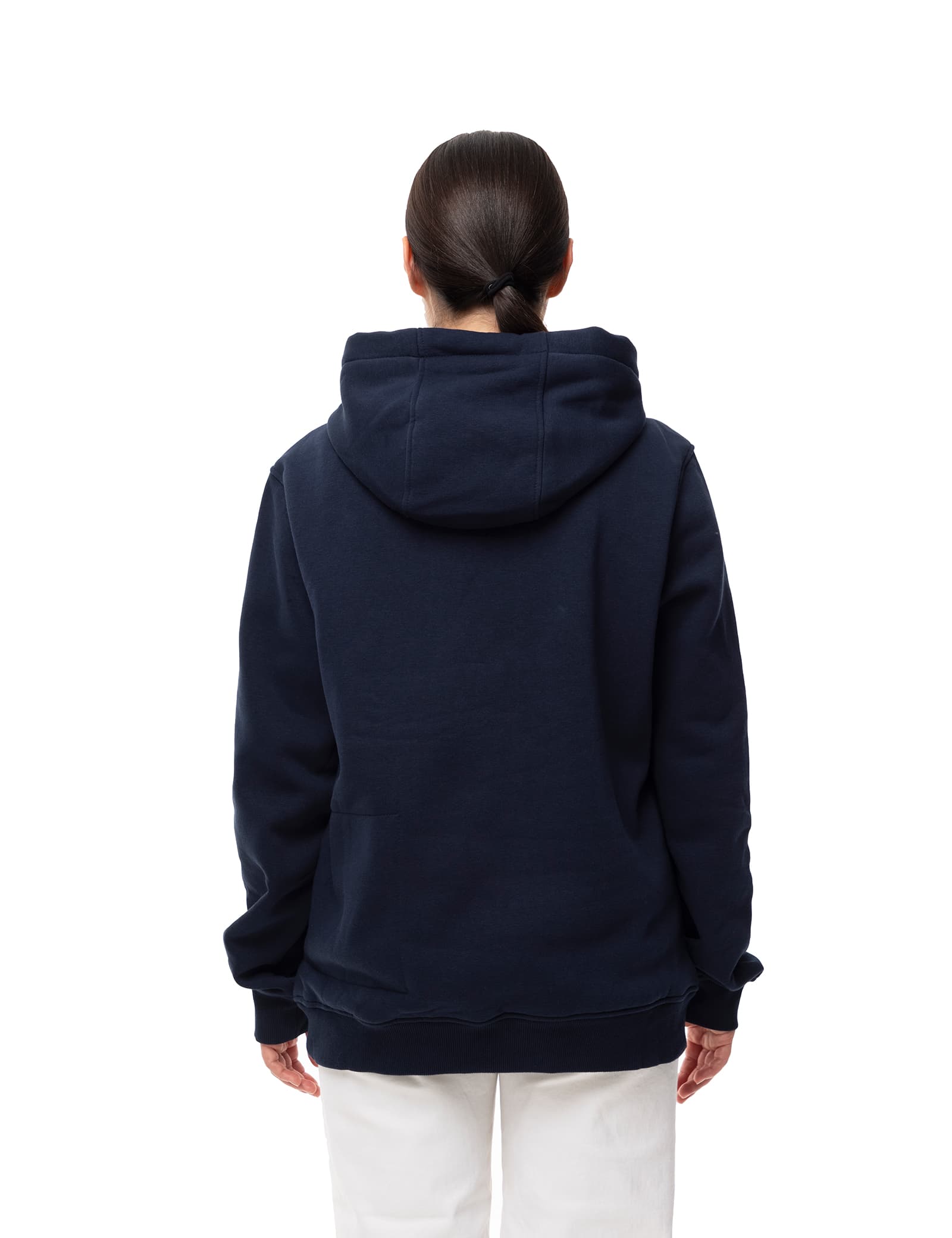 Hennchee Women's Dual-Control Heated Pullover Hoodie Navy back view