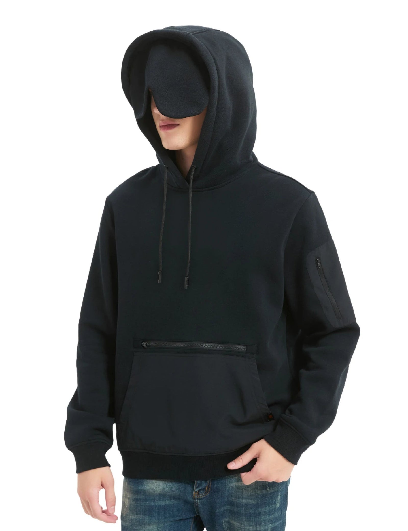 Relexit travel hoodie with 360 degree light blocking and seamless fit built-in eye mask for total blackout