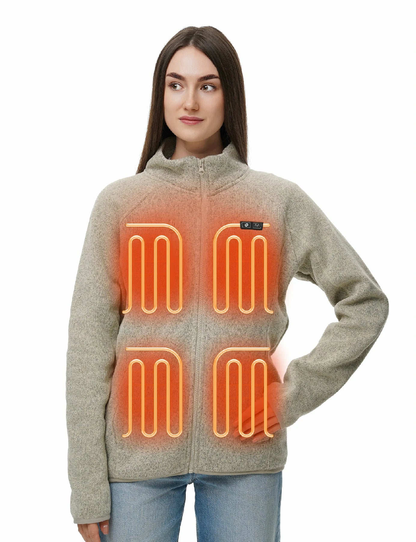 Veste polaire chauffante pour femmes grise (améliorée) 