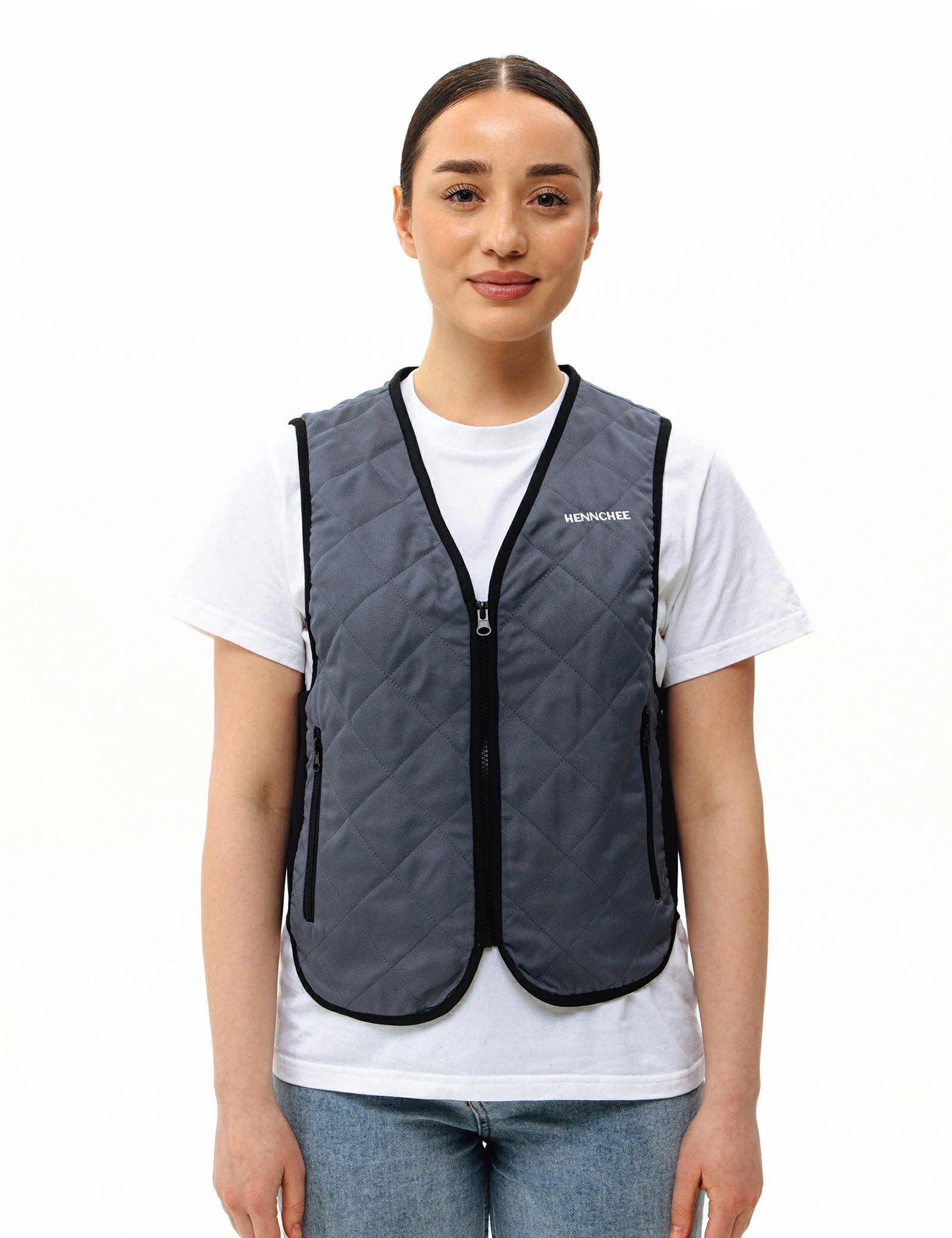 Unisex Cooling Vest with 12 Ice Packs - Grey