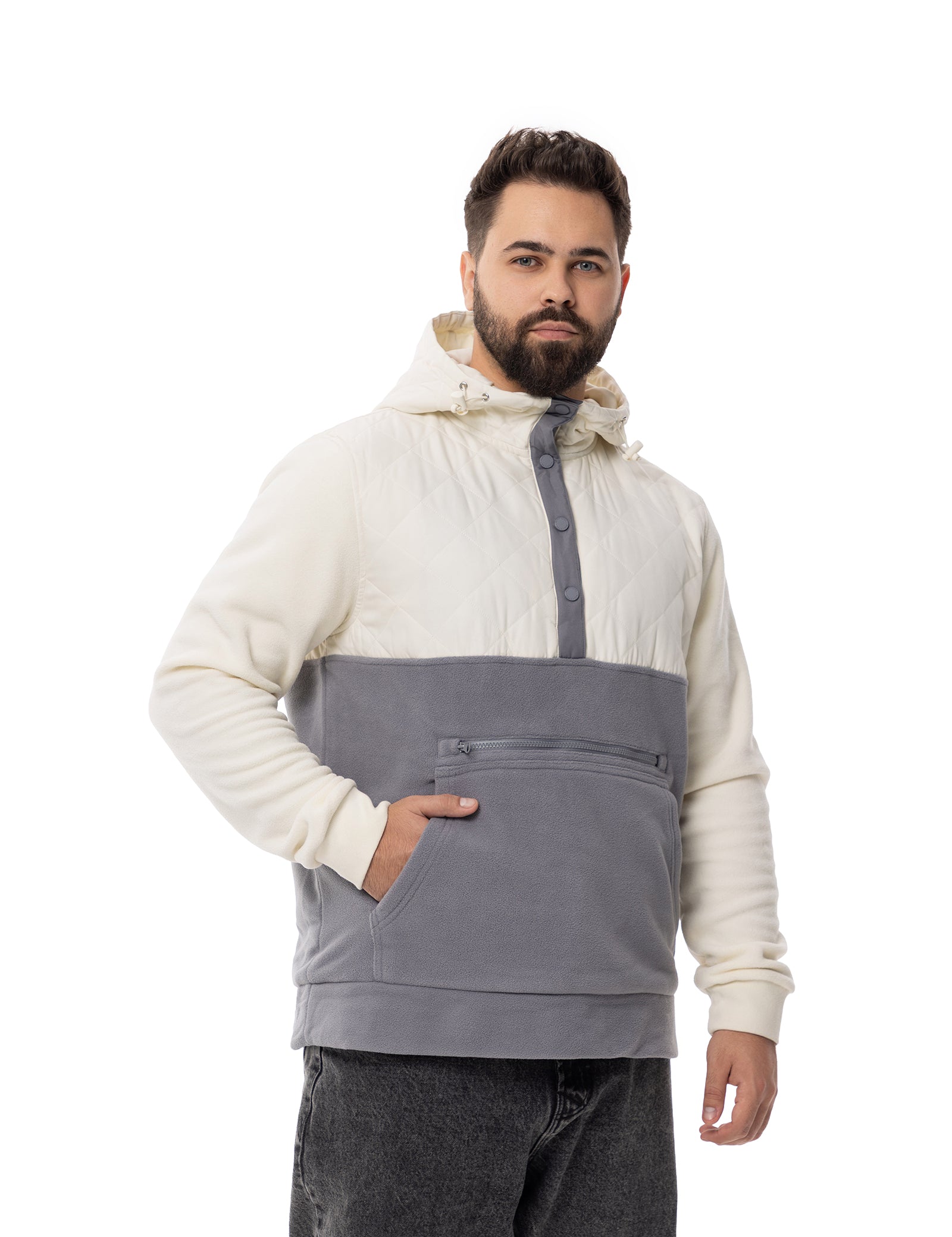 Men's Heated Half Snap Pullover - WhiteG