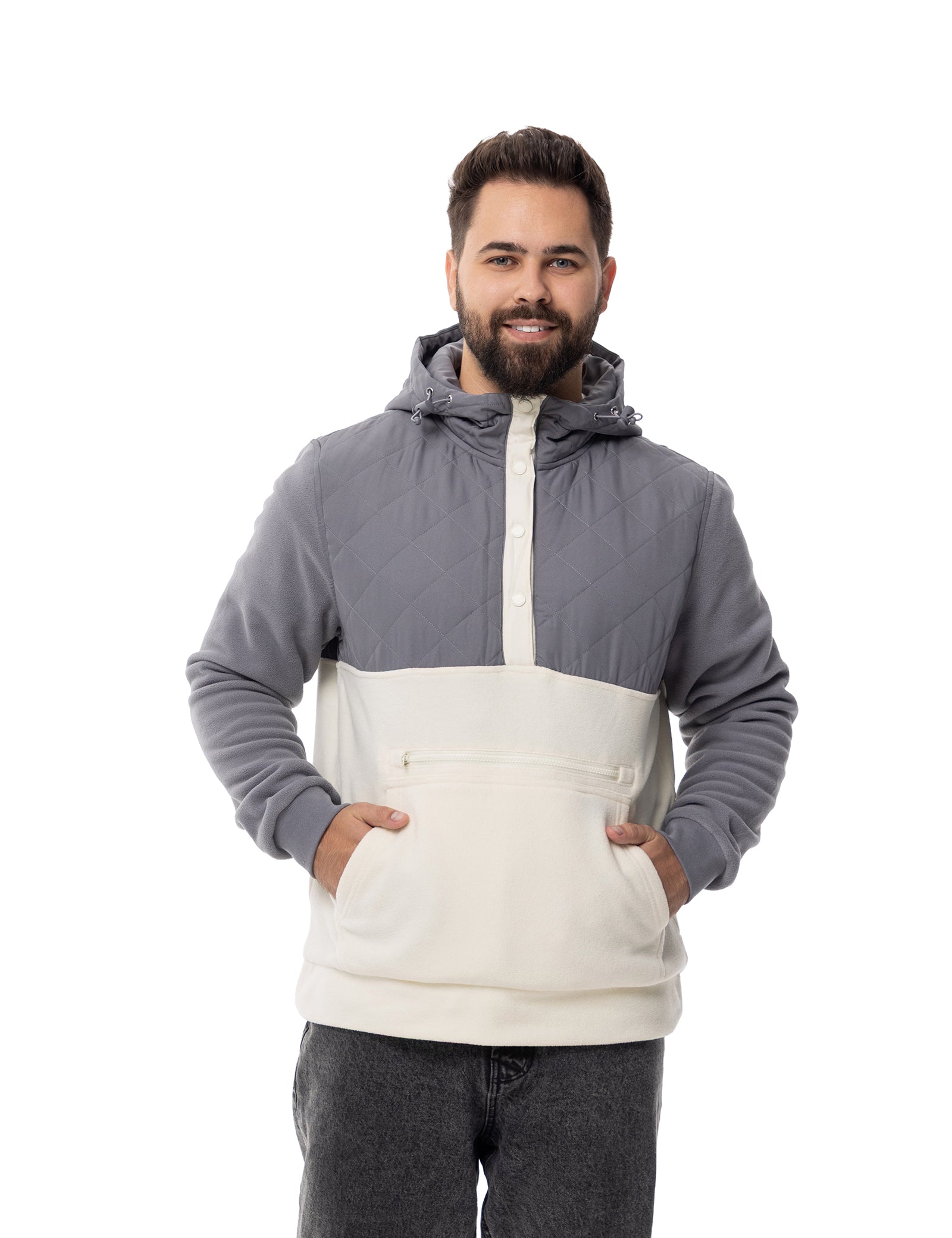 Men's Heated Half Snap Pullover - GreyW