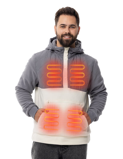 Men's Heated Half Snap Pullover - GreyW