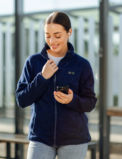 Veste polaire chauffante pour femmes grise (améliorée) 