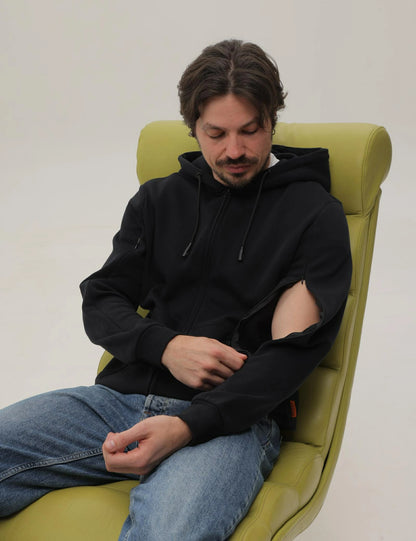 Relexit® Dialysis Hoodie with Built-In Eye Mask & Port Access Zippers