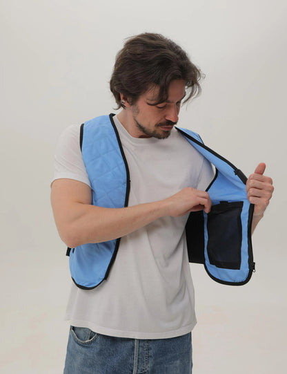 Cooling Vest with 12 Ice Packs - Blue