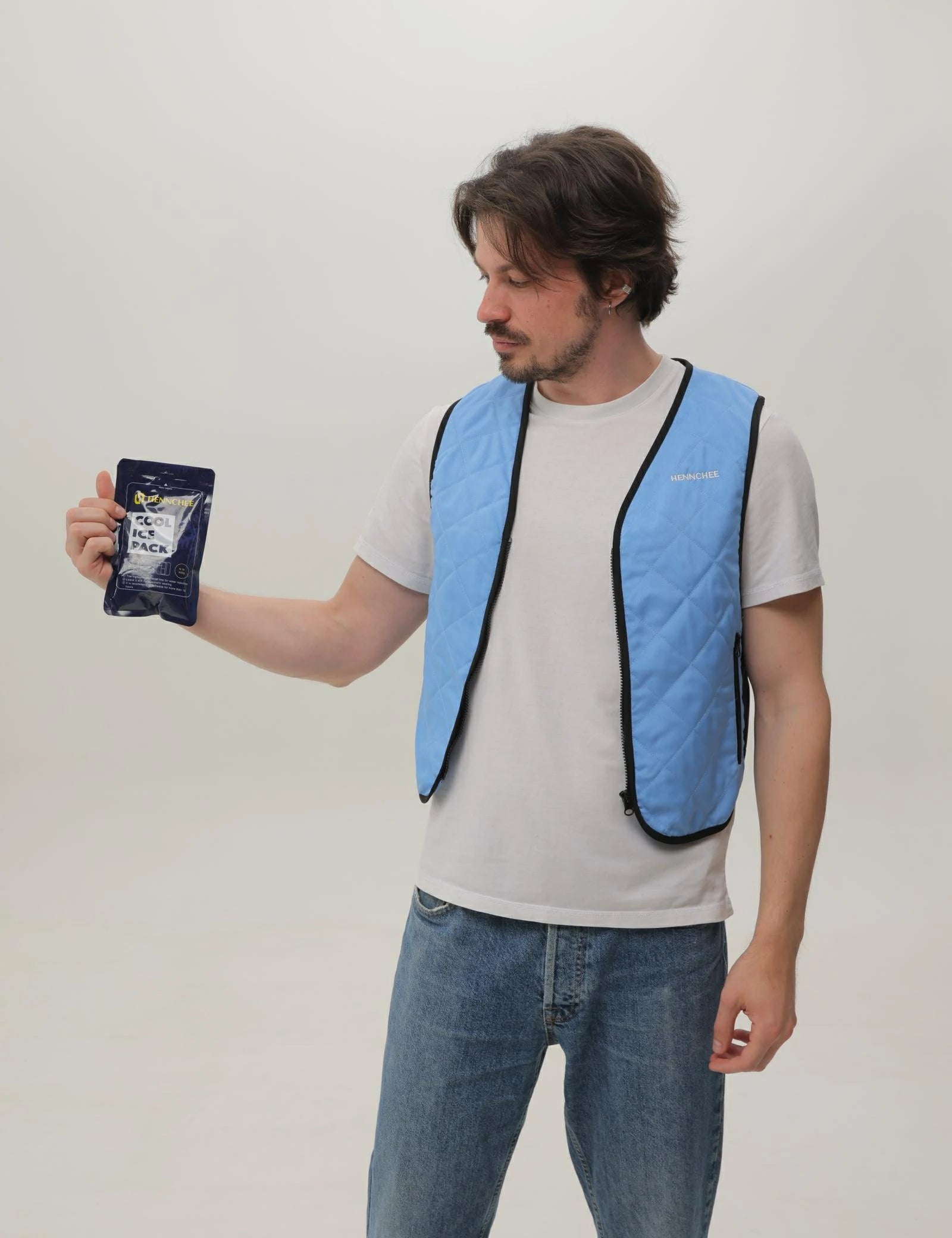 Cooling Vest with 12 Ice Packs - Blue