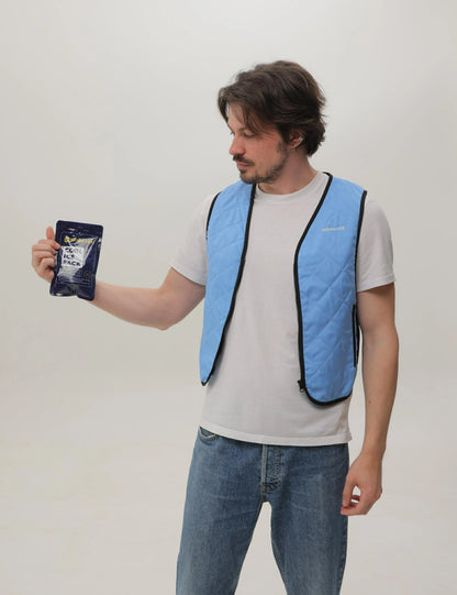 Cooling Vest with 12 Ice Packs - Blue